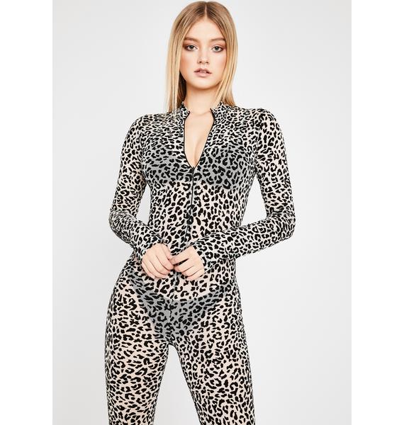 White Black Leopard Print Catsuit | Dolls Kill