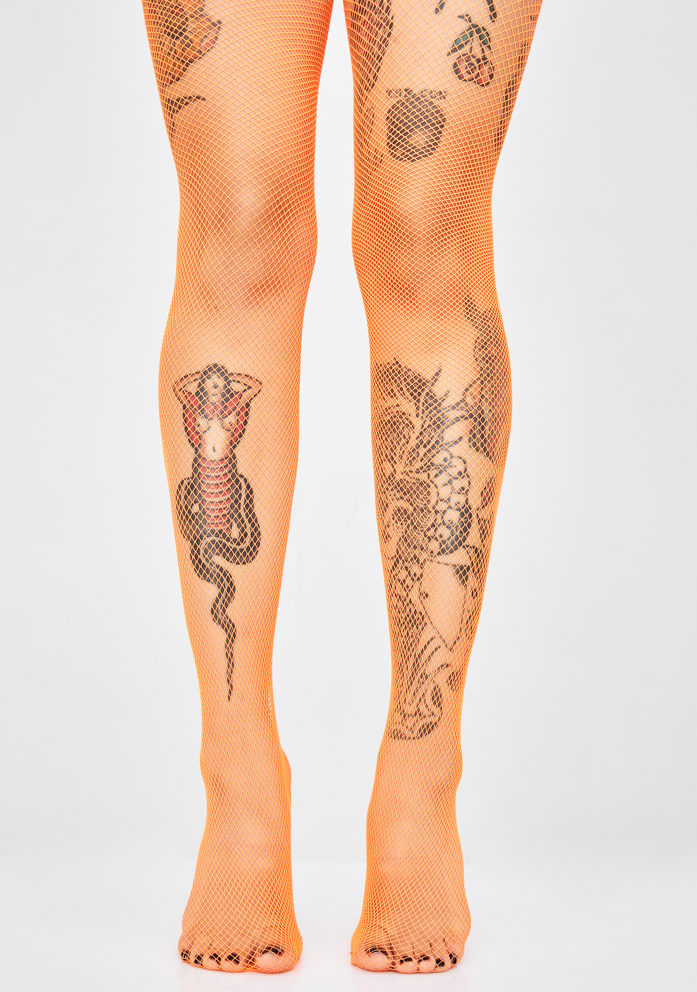 neon orange fishnet socks