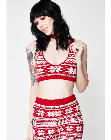 Snowflake Knit Bra