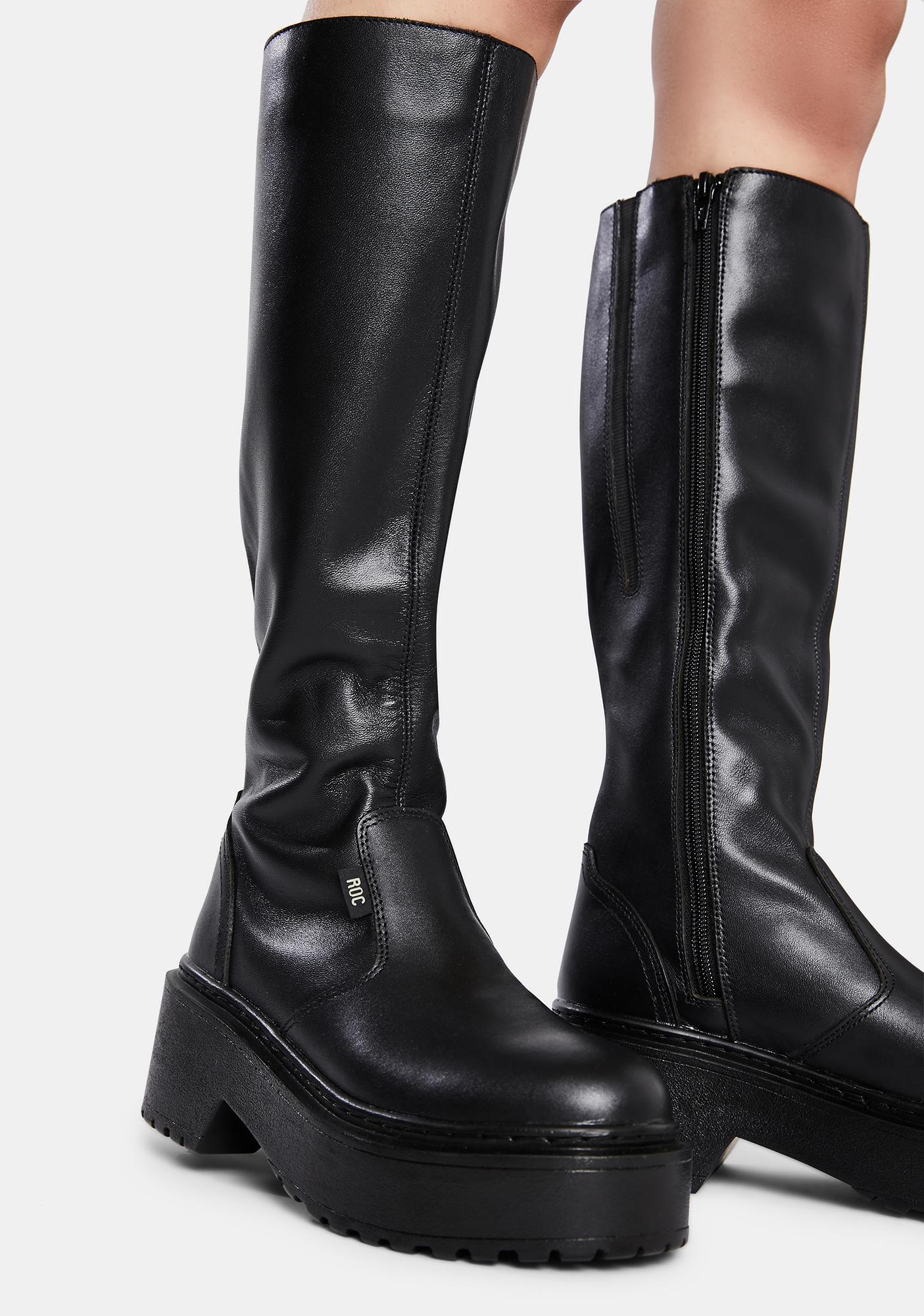 roc knee high lace up boots