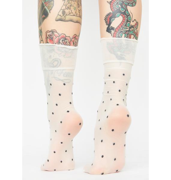 MeMoi Ruffled Polka Dot Sheer Ankle Socks Dolls Kill