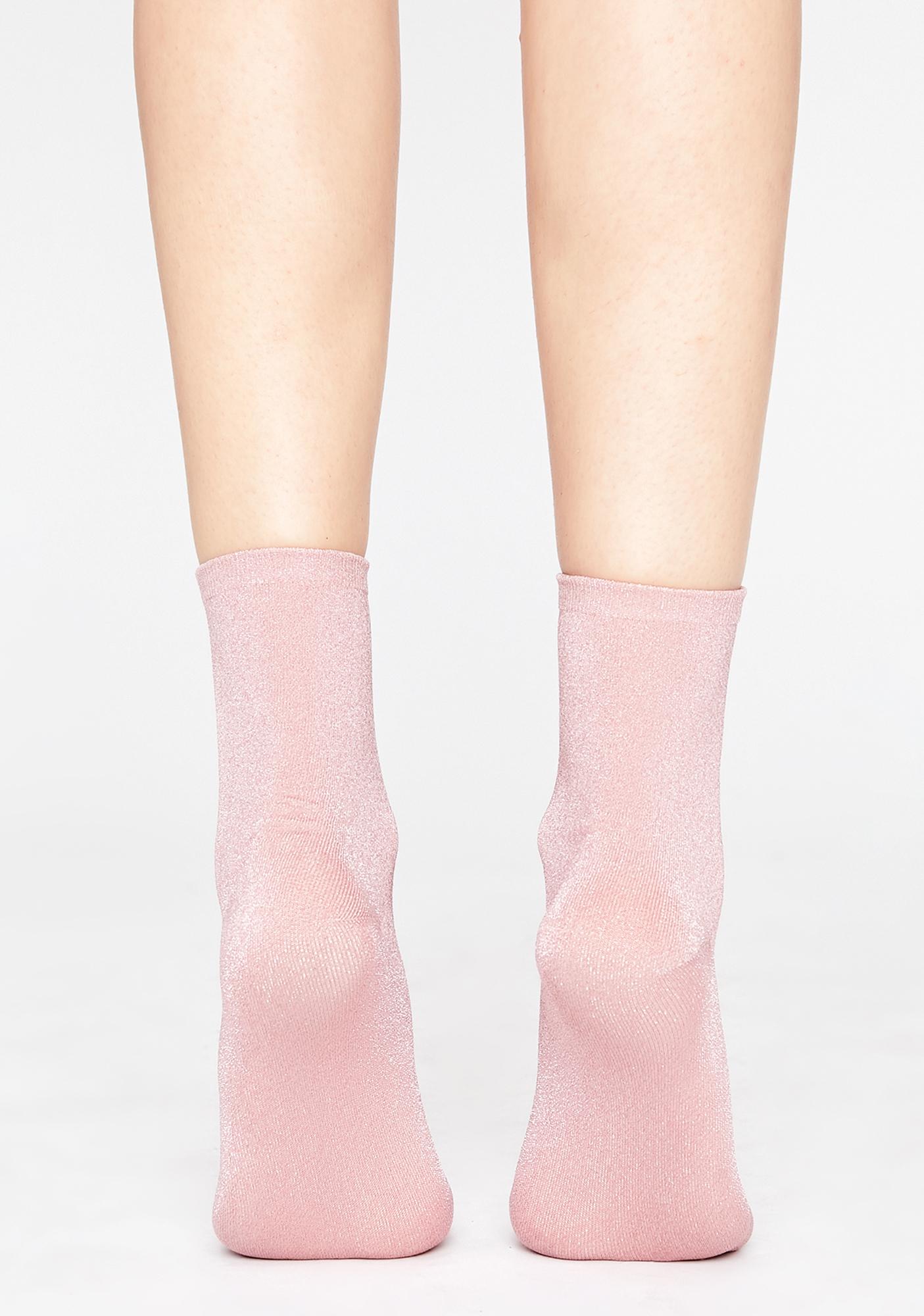 Pink Glitter Ankle Socks Dolls Kill