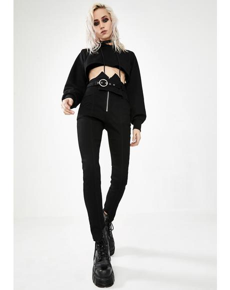 High Waist Belted Skinny Jeans