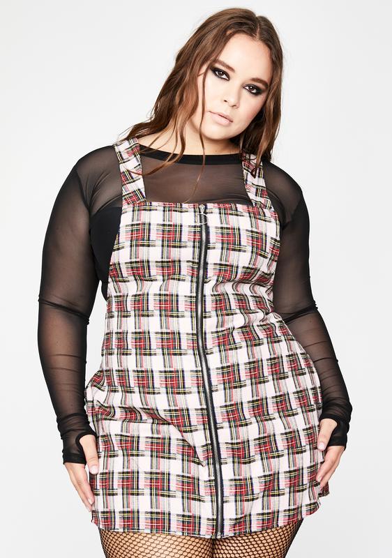 plaid overall dress plus size