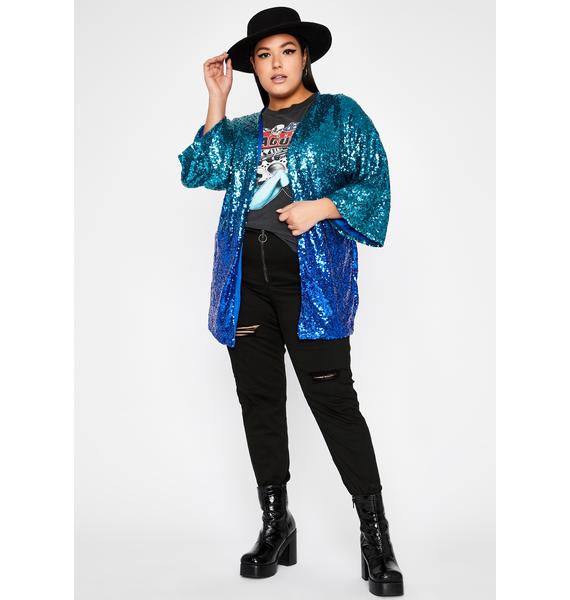 Plus Blue Sequin Kimono Dolls Kill