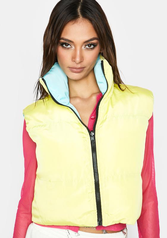 women's reversible puffer vest