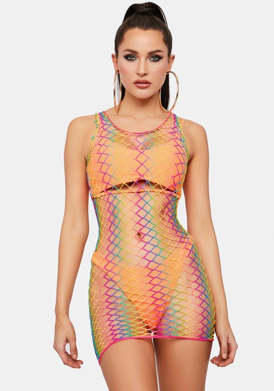 diamond fishnet dress