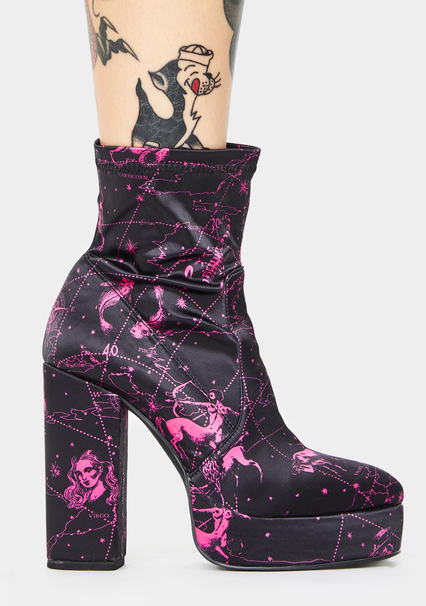 Horoscopez Sagittarius Celestial Platform Ankle Boots Dolls Kill