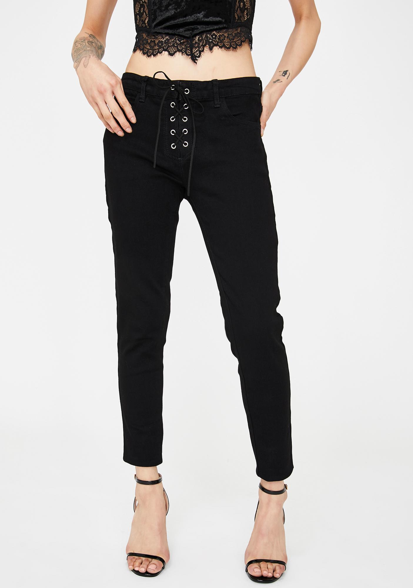 lace up front skinny jeans