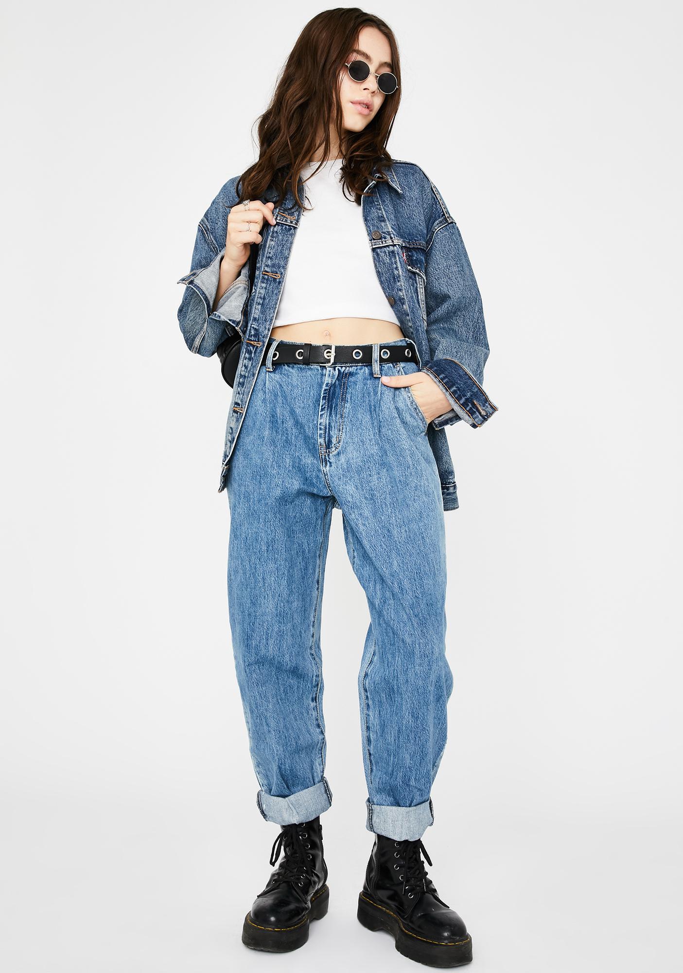 high waisted relaxed jeans