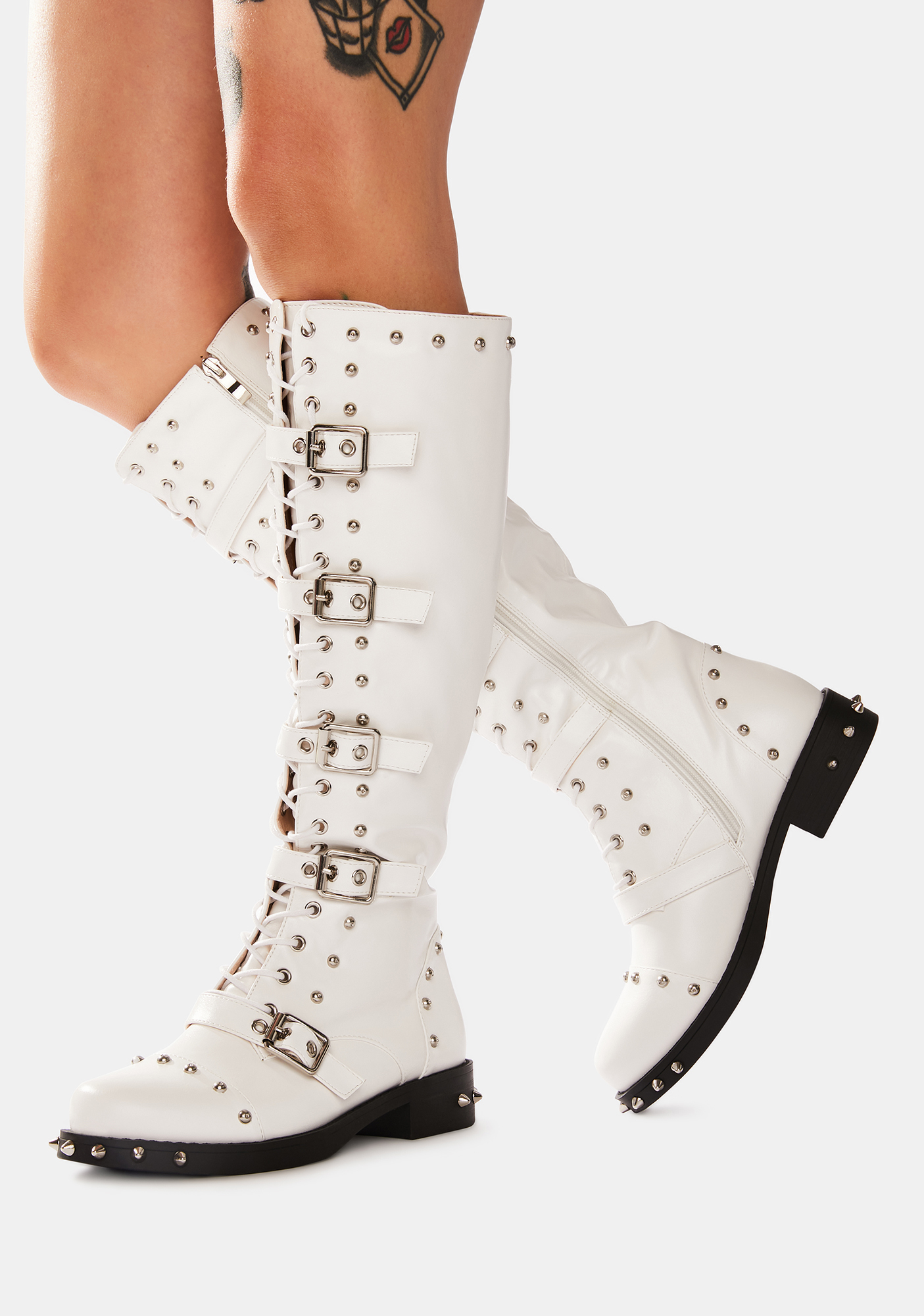 studded buckle boots