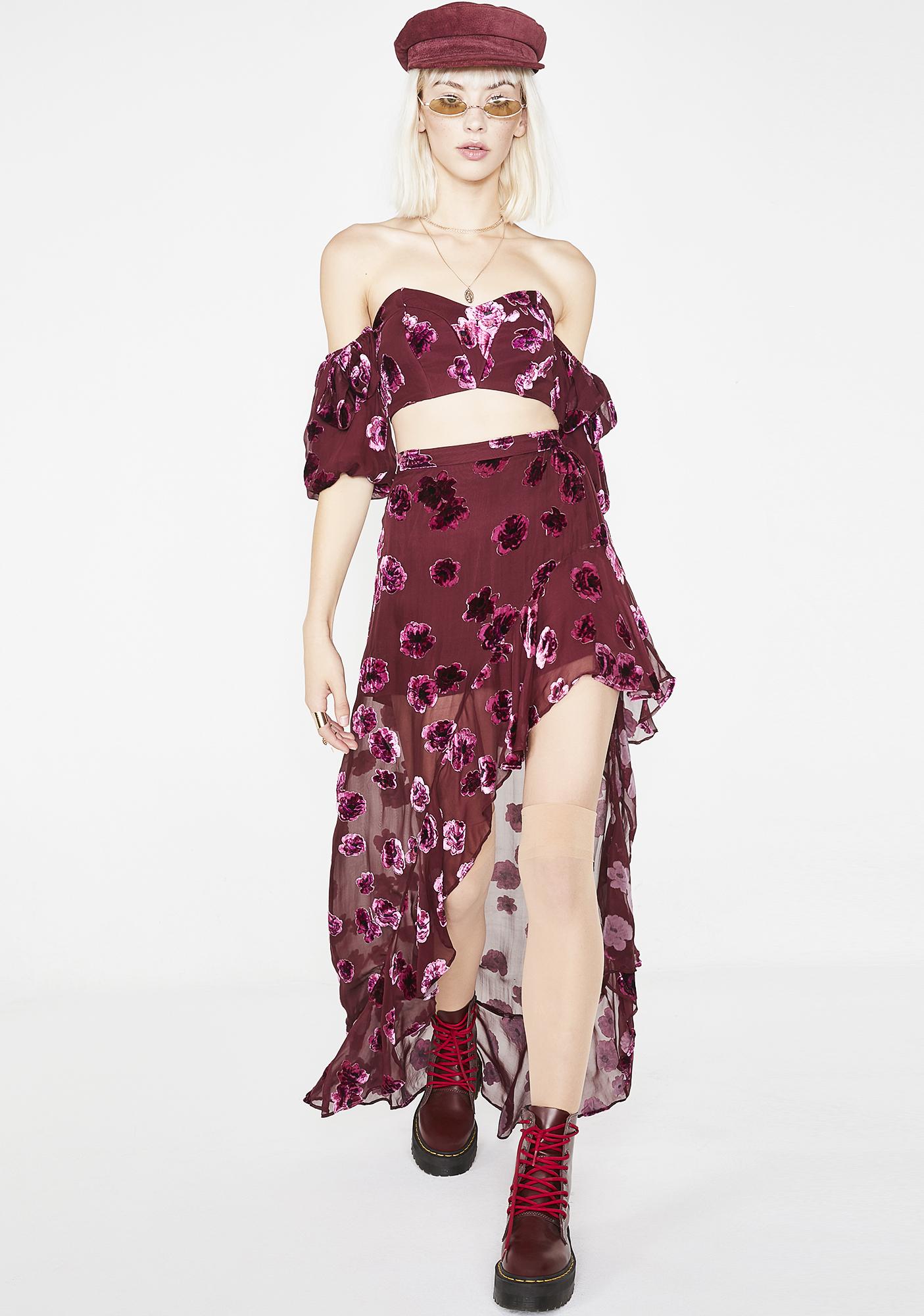 sophie velvet floral midi dress