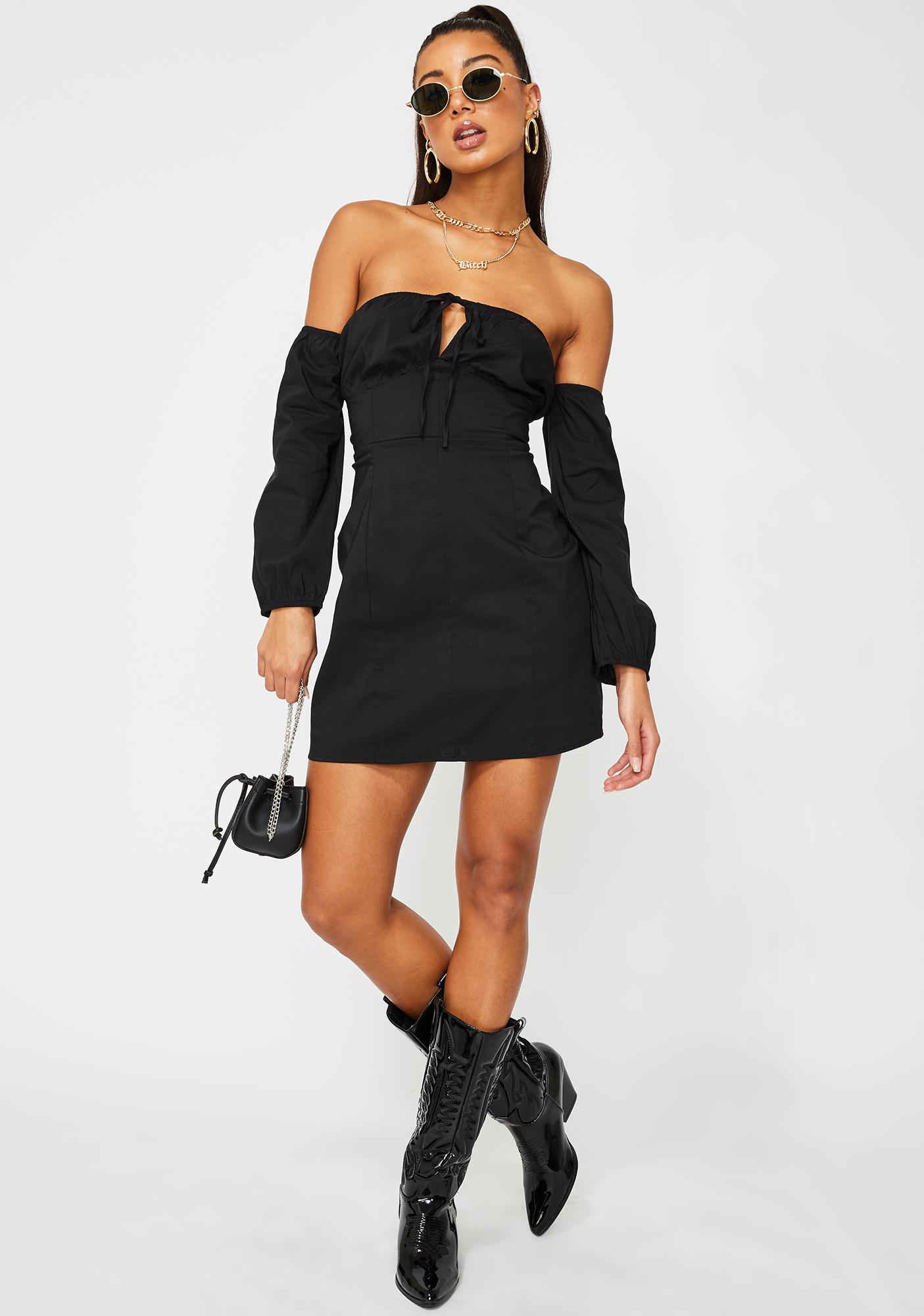 Glamorous Black Mini Off Shoulder Dress | Dolls Kill
