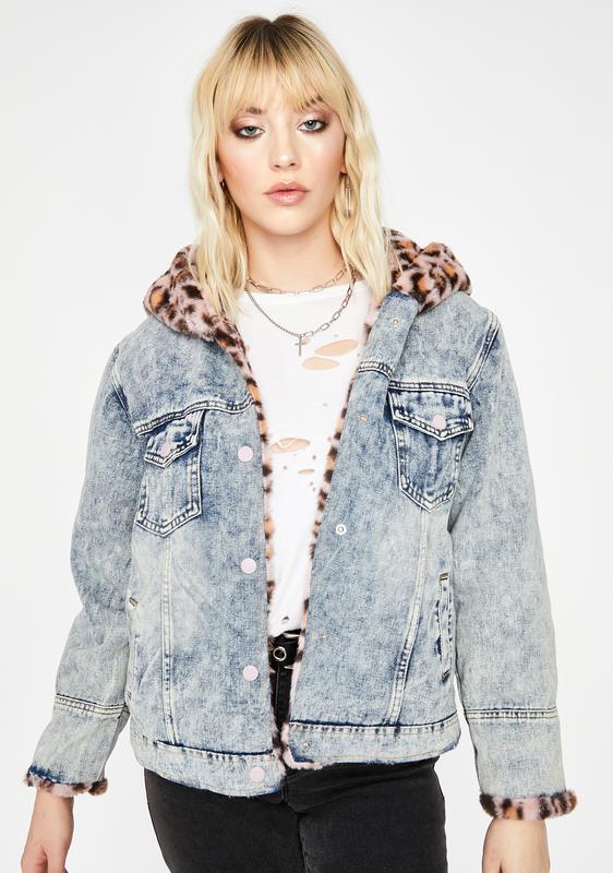 leopard lined denim jacket