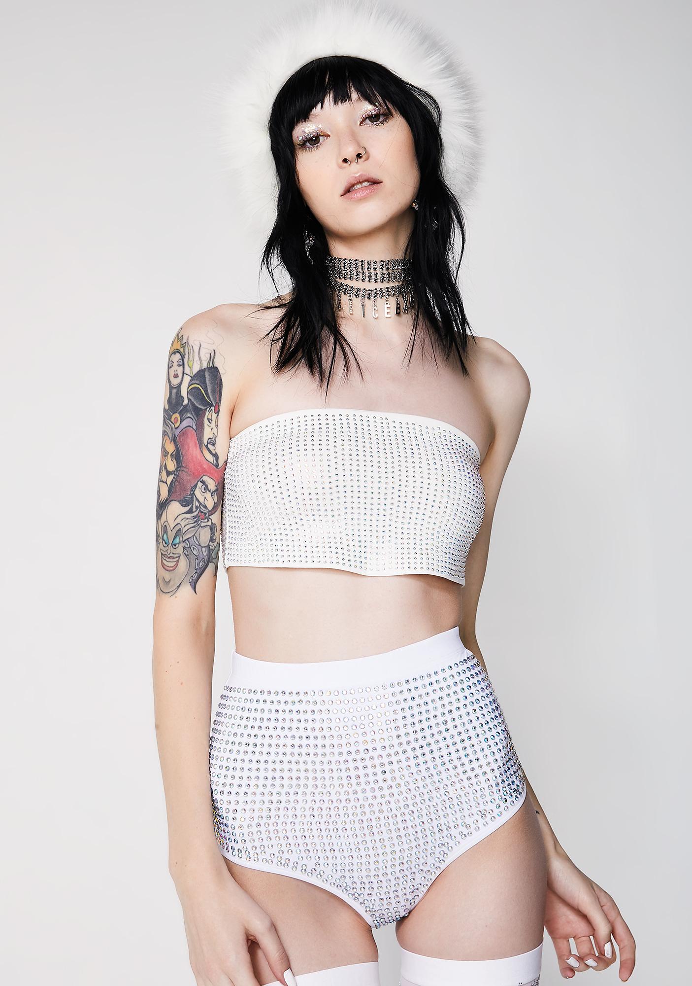 high waisted rhinestone shorts