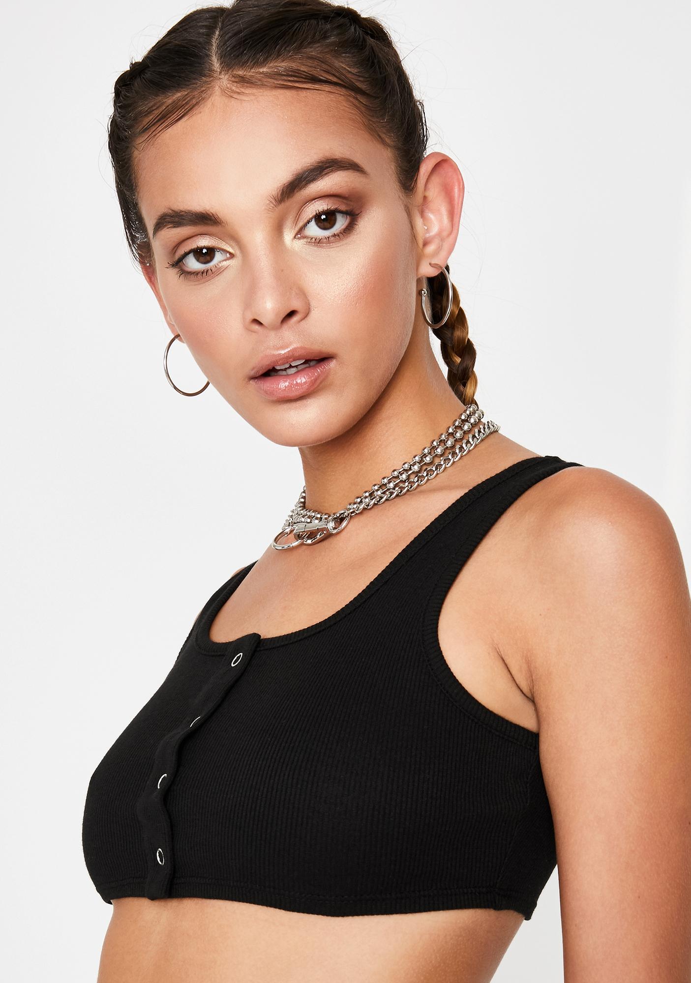 Cropped Henley Tank Top Dolls Kill