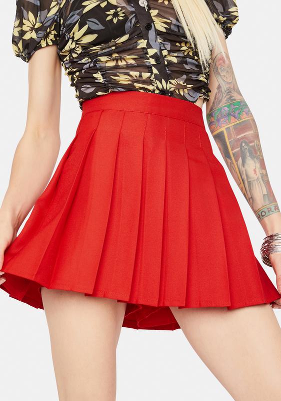 Red Pleated Mini Skirt | Dolls Kill
