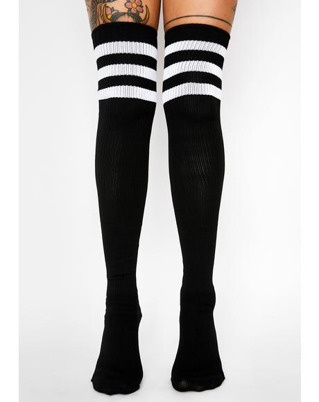 Graphic Socks Over The Knee Strawberry Pink | Dolls Kill