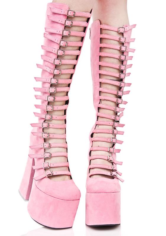chunky pink boots