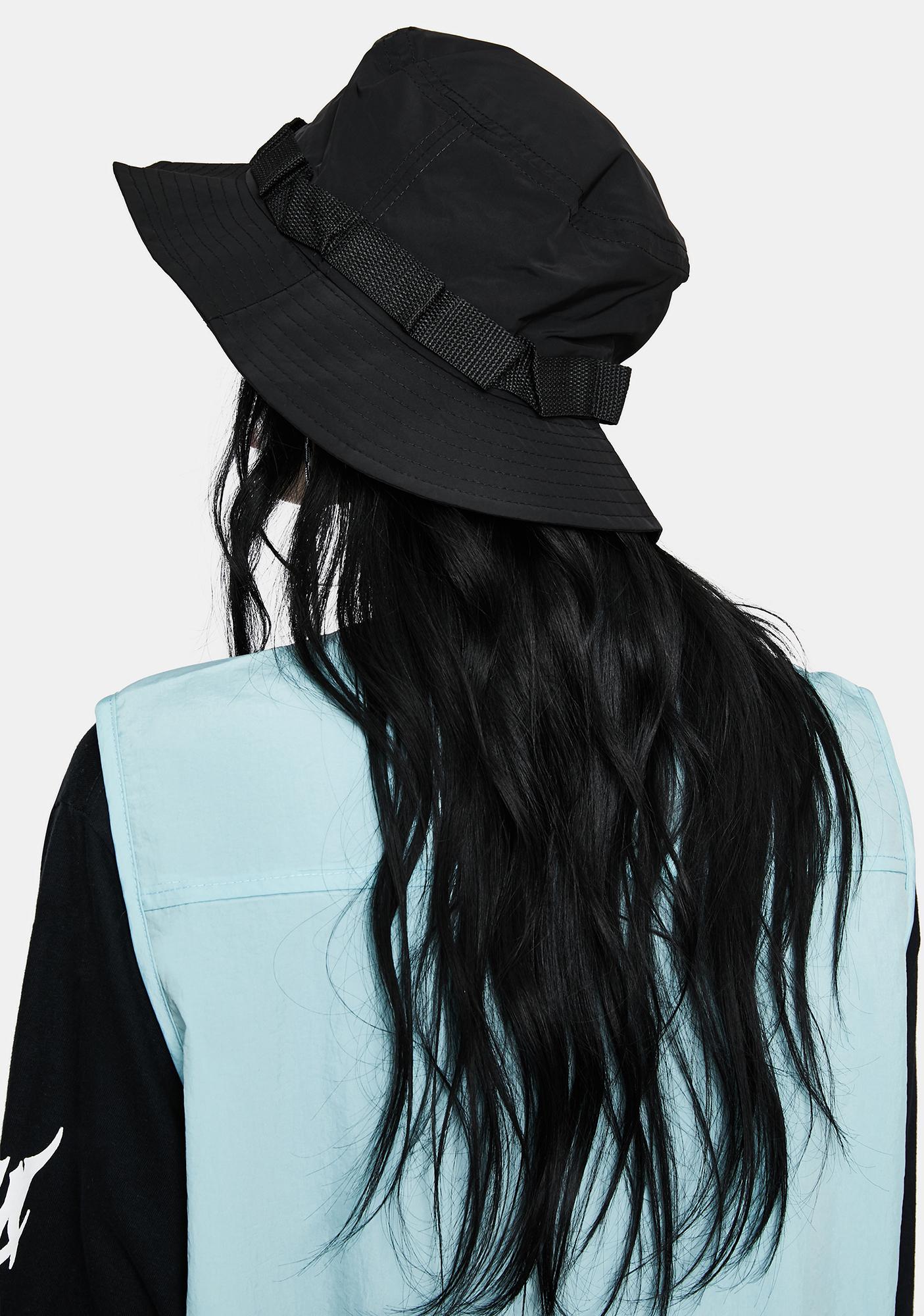 Bungee Cord Canvas Strap Bucket Hat Black Dolls Kill