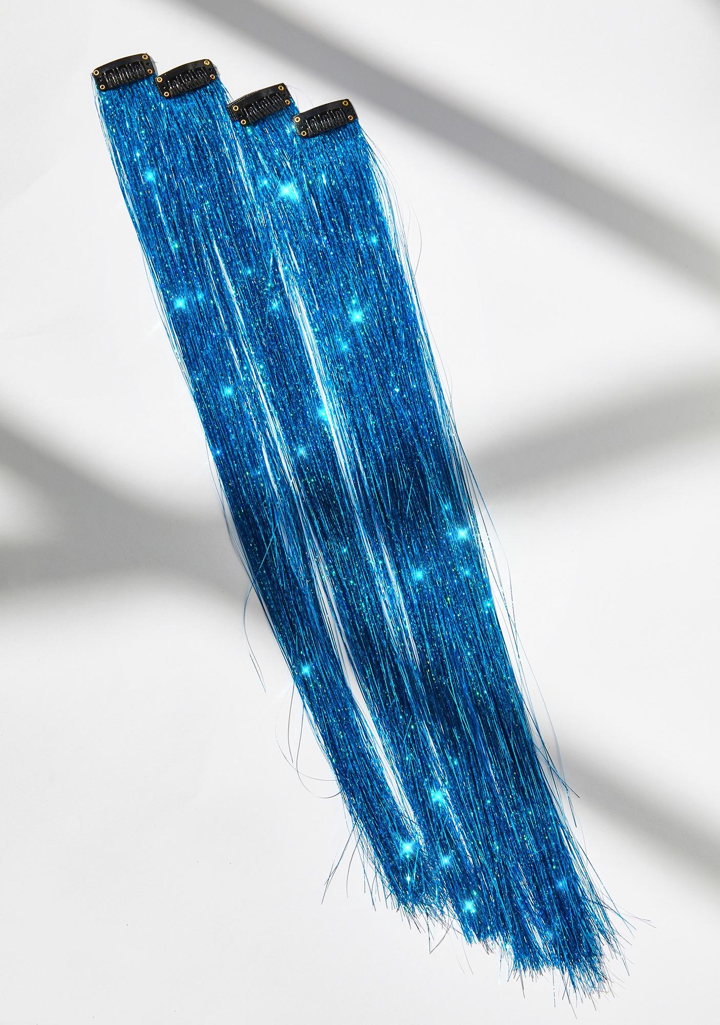 Lunautics Peace Blue Holo Hair Tinsel Clip In Extensions Dolls Kill