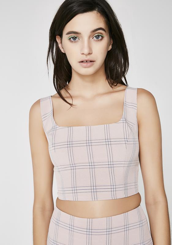 pink plaid crop top