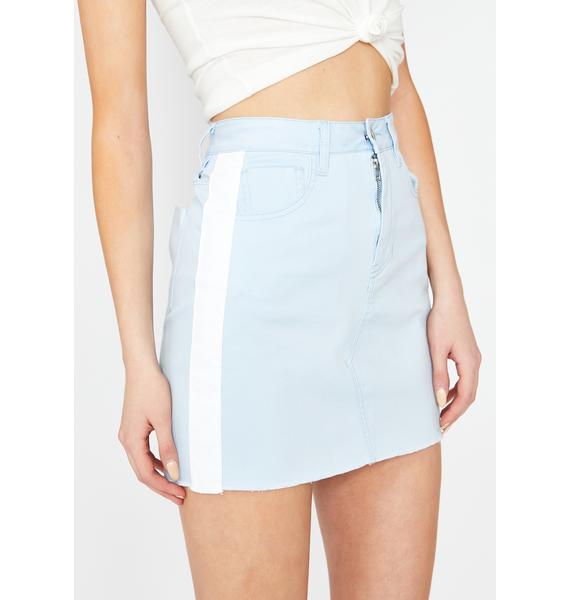 Side Stripe Mini Skirt - Baby Blue | Dolls Kill