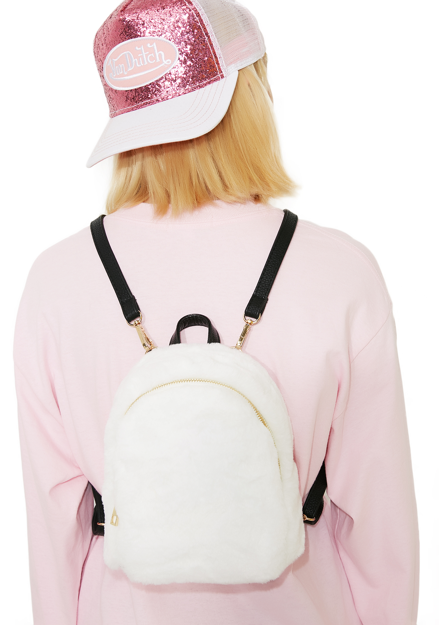 mini faux fur backpack