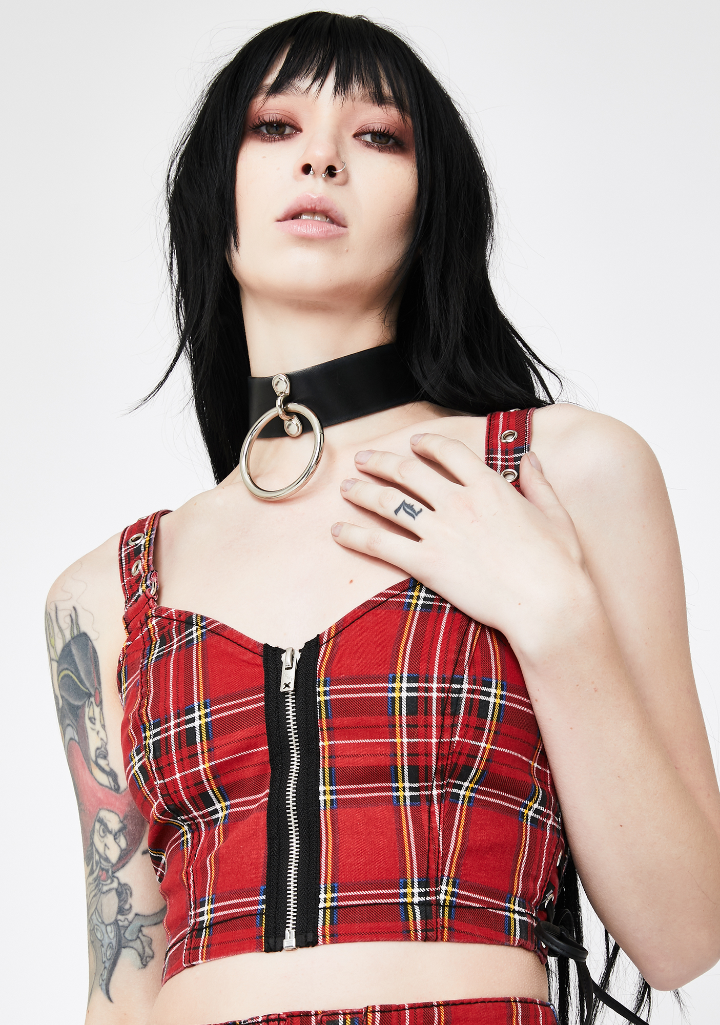 Tripp NYC Red Plaid Side Lace-Up Crop Top | Dolls Kill