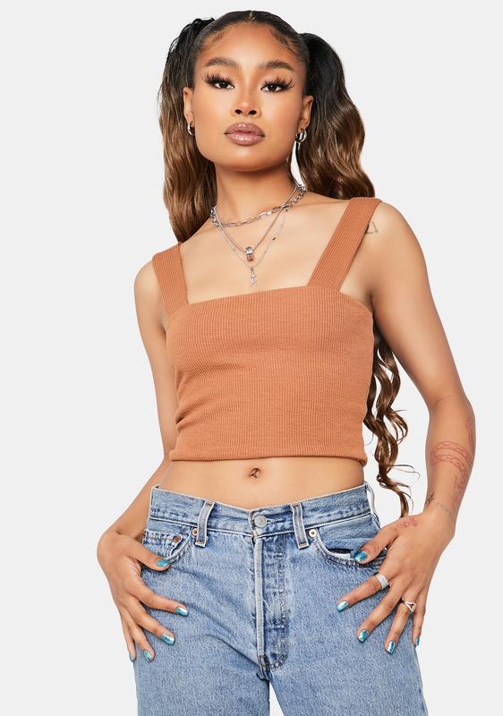 cropped thick strap tank top