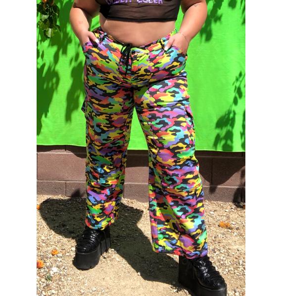 Plus Size Club Exx Rainbow Camo Cargo Pants Dolls Kill