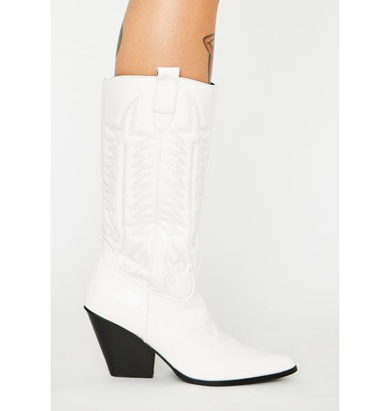 thigh high cowboy boots white