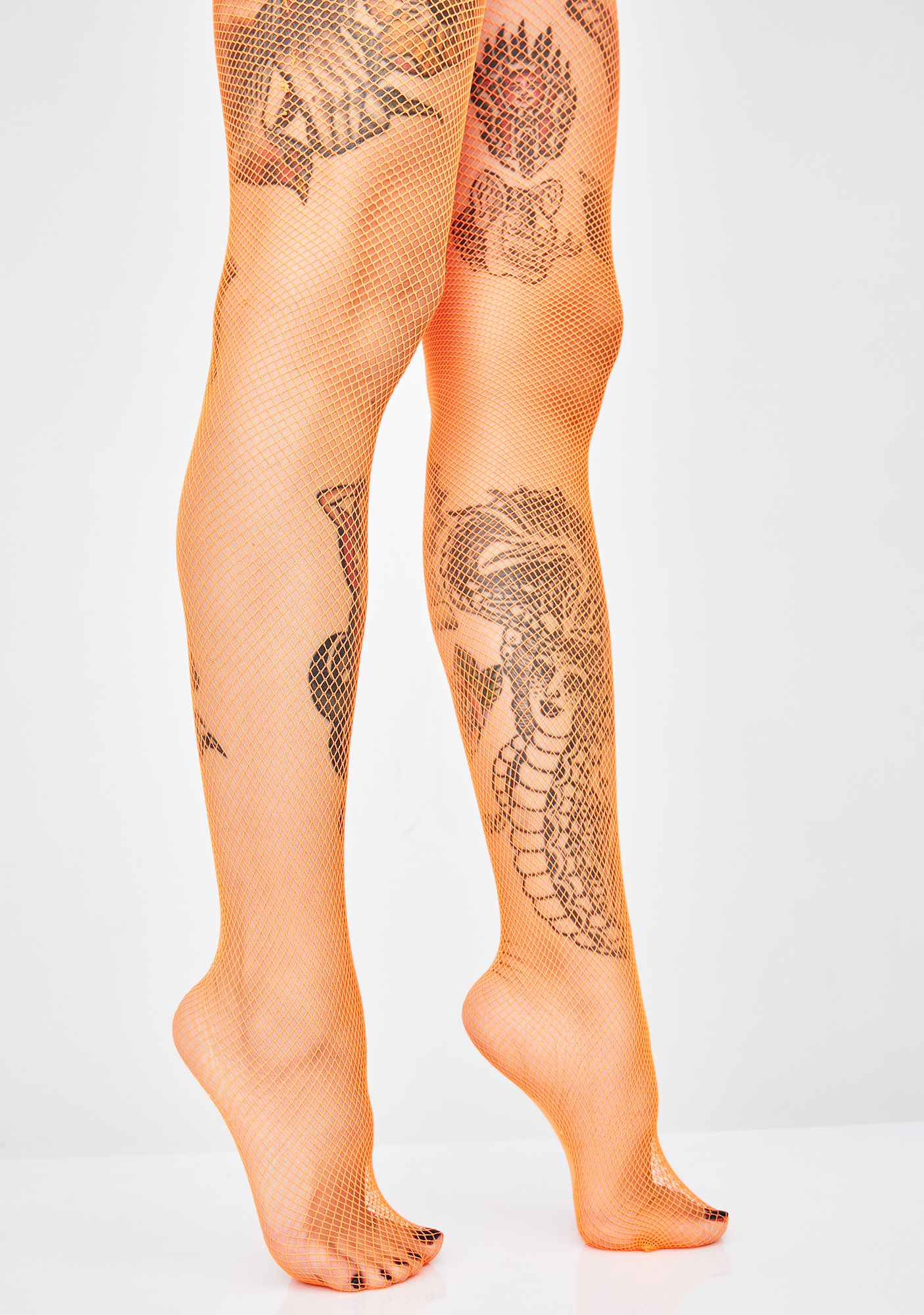 neon orange fishnets