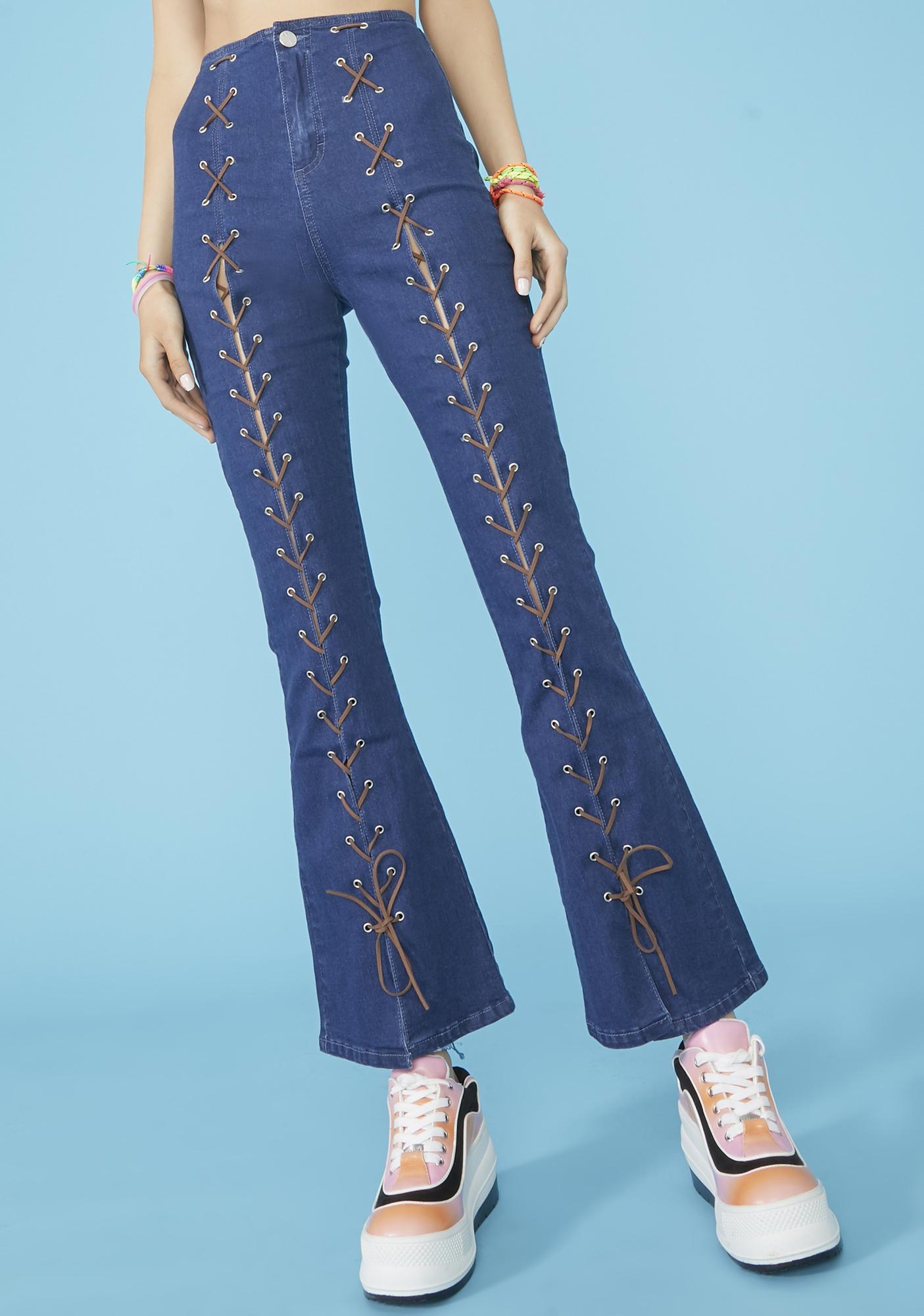 lace up leg jeans