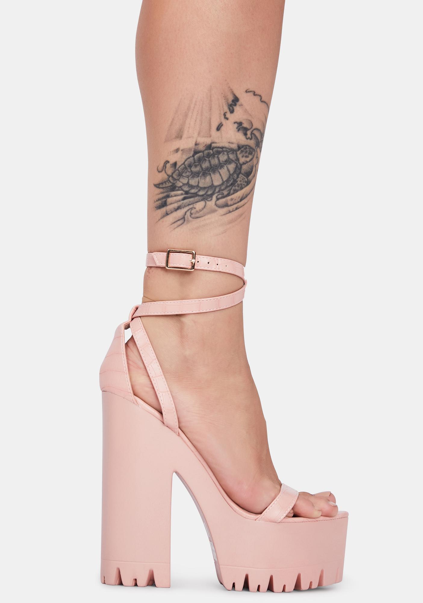 blush pink platform heels