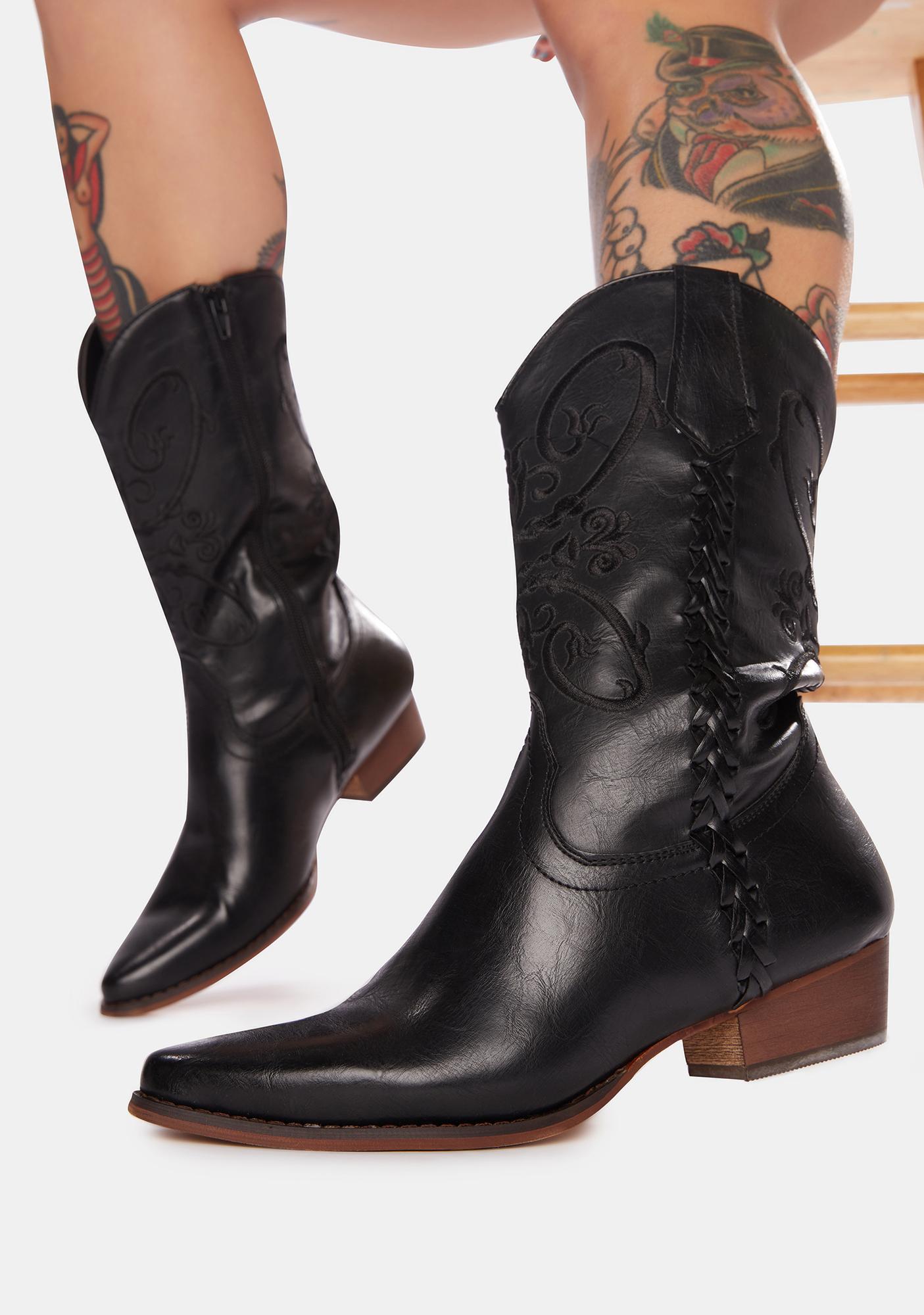 vegan leather cowboy boots