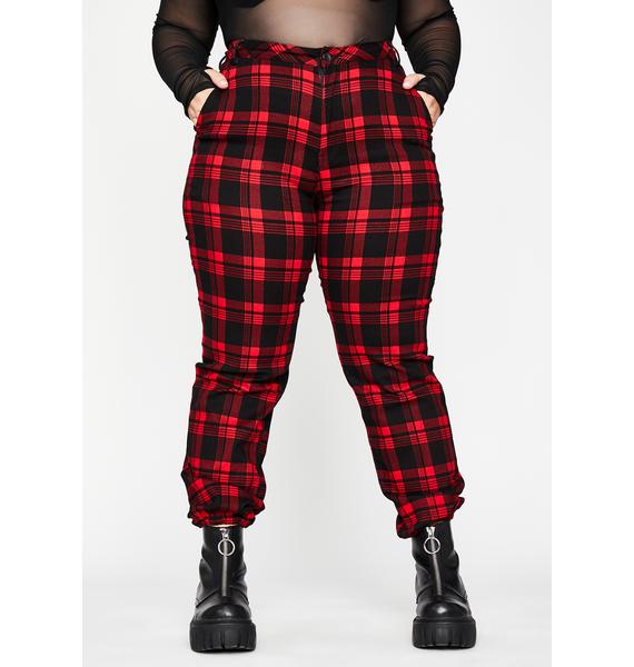 red plaid joggers womens