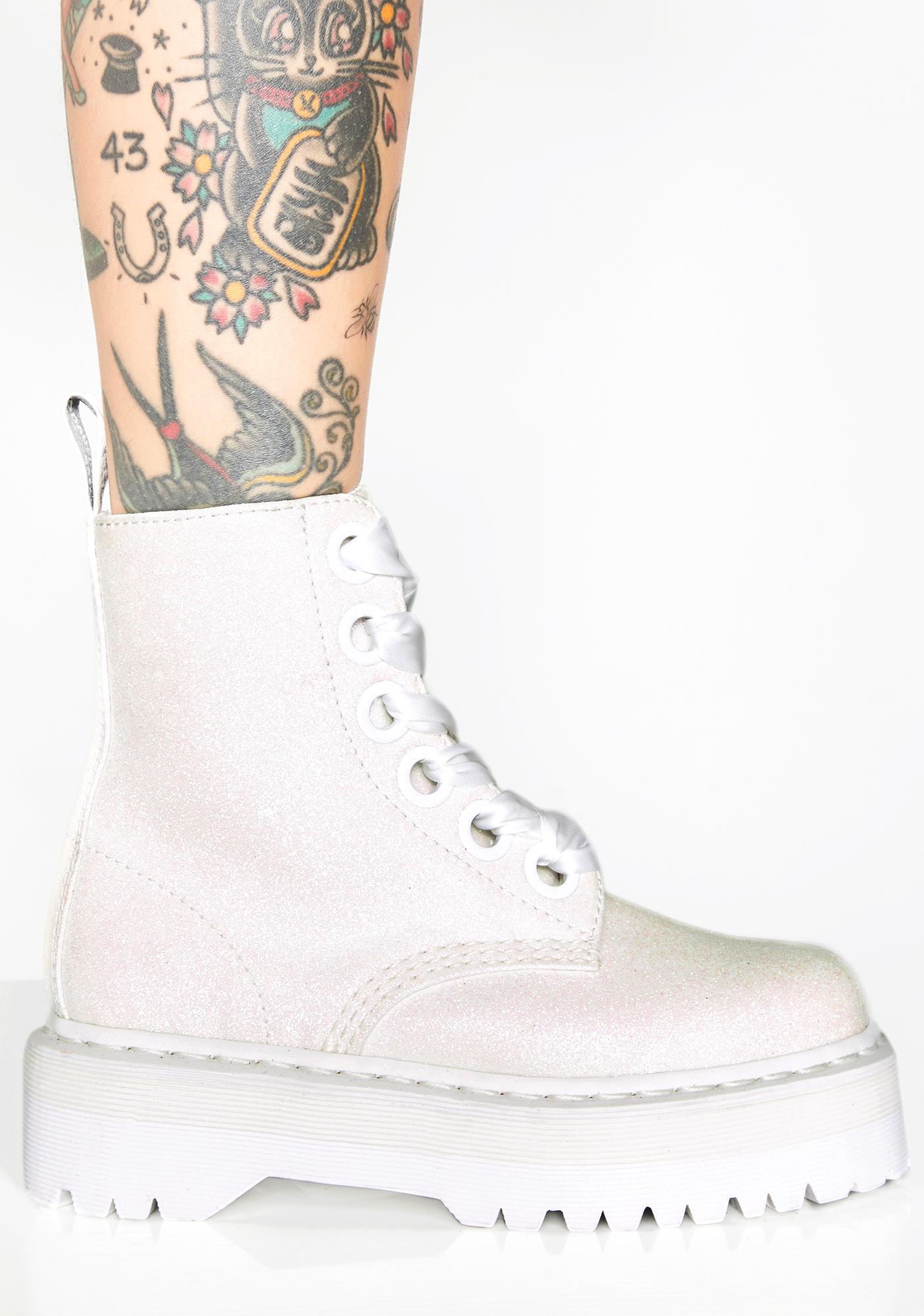 dr martens molly white glitter