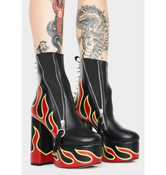 Lamoda Grillz Flame Platform Boots | Dolls Kill