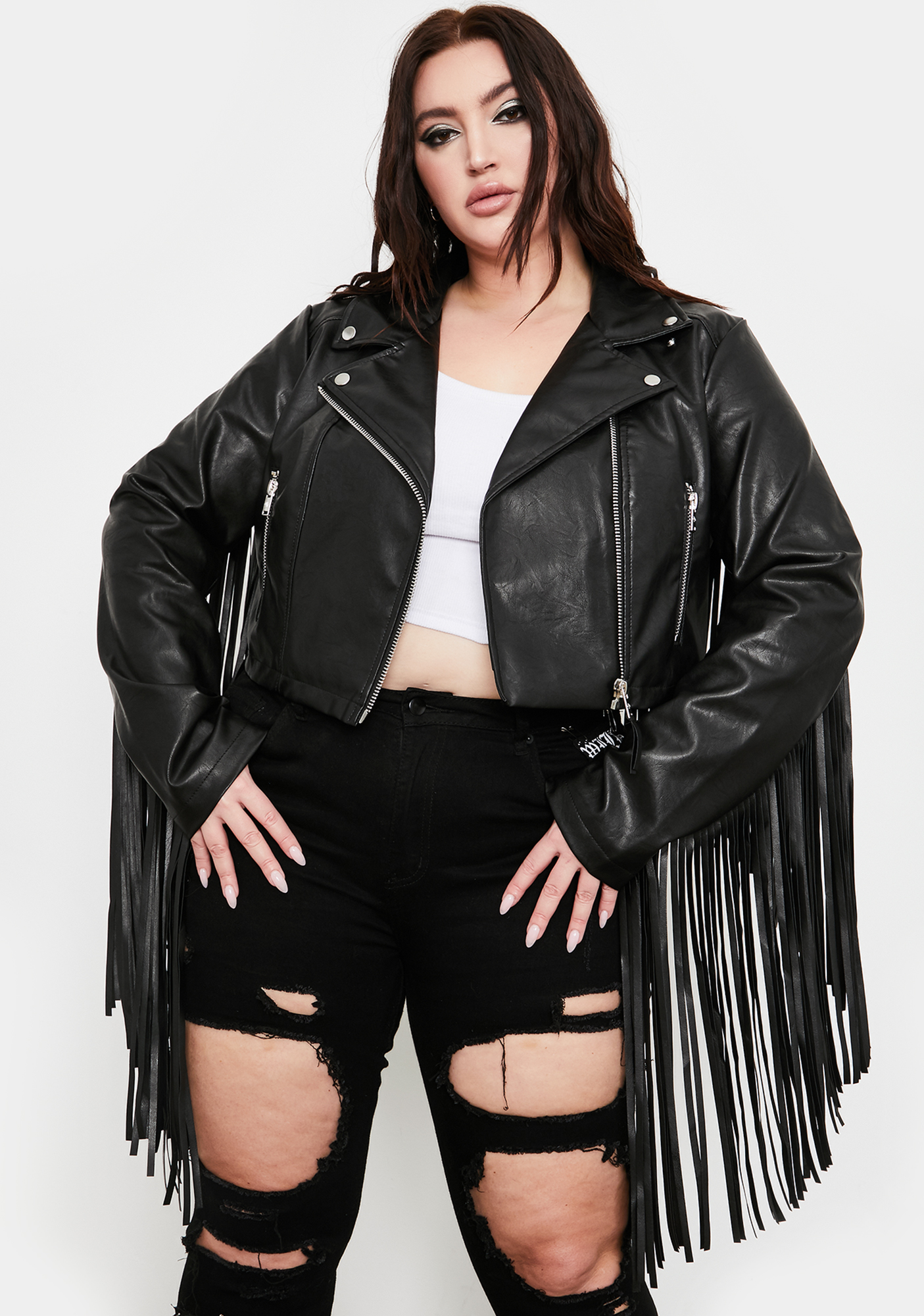plus size tassel jacket