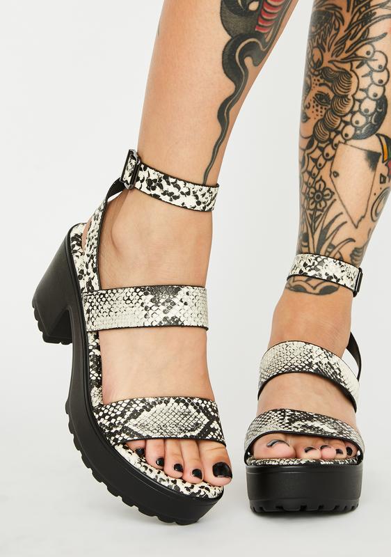 snakeskin chunky sandals