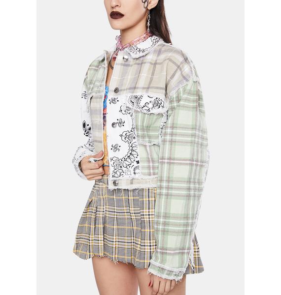 Jaded London Patchwork Bandana Cropped Denim Jacket Dolls Kill