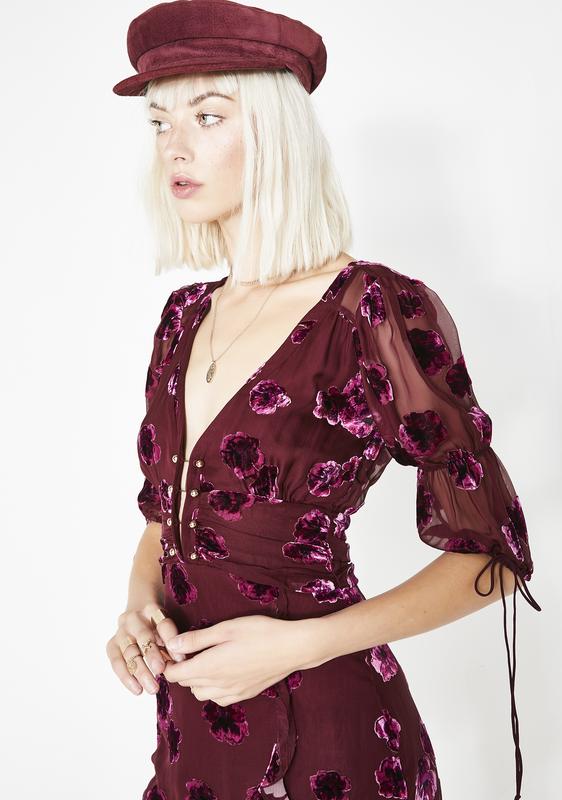 sophie velvet floral midi dress