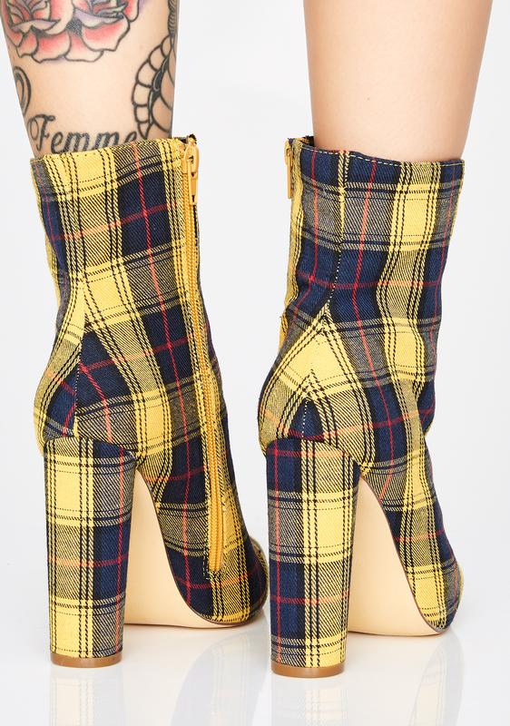 yellow plaid platform boots
