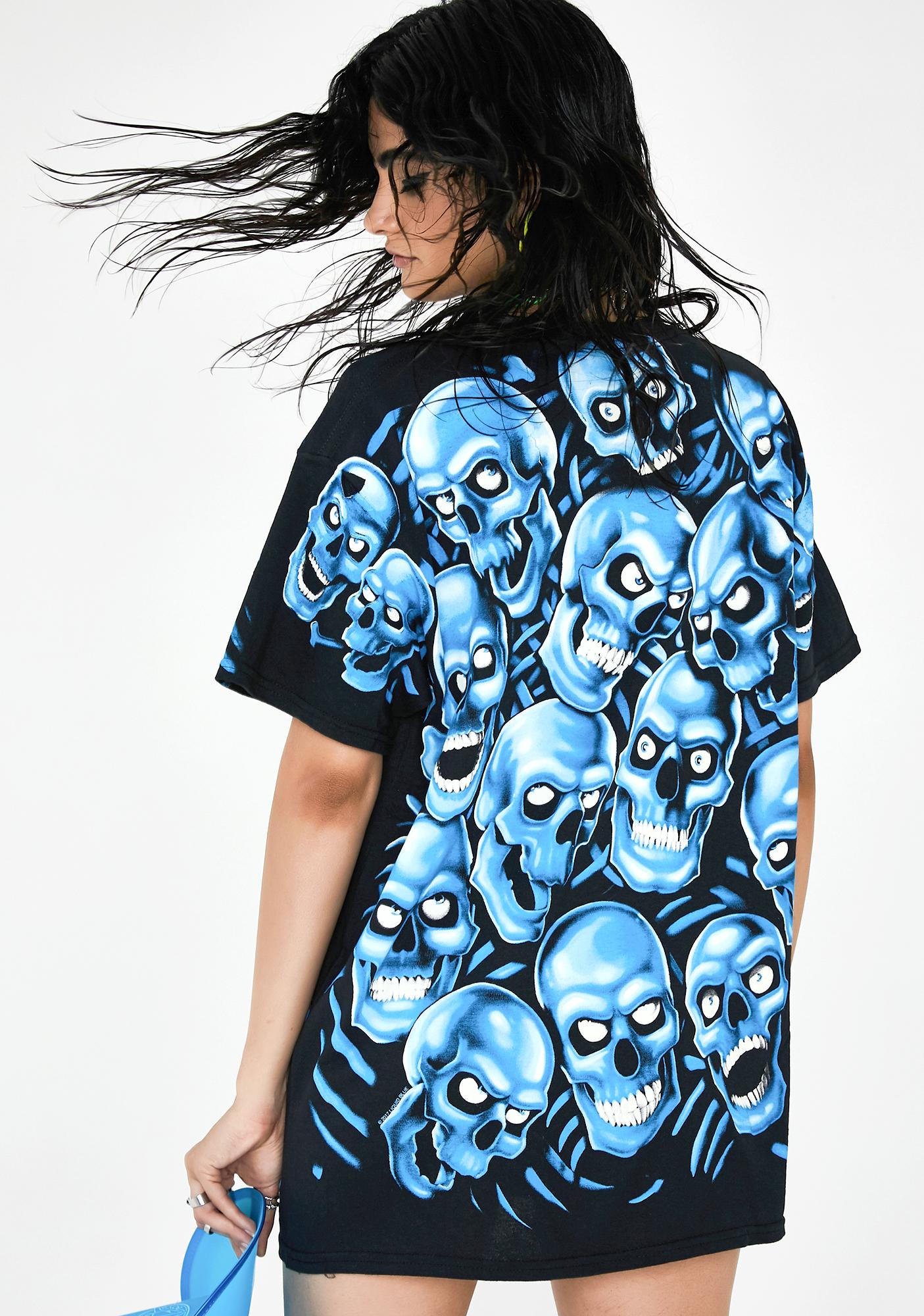liquid blue skull pile hoodie
