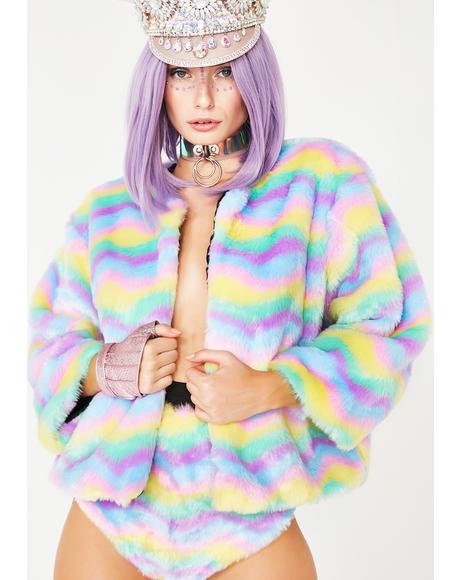 Sherbet Delight Faux Fur Jacket