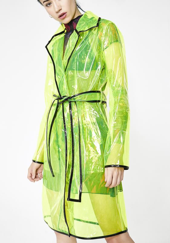 clear green raincoat