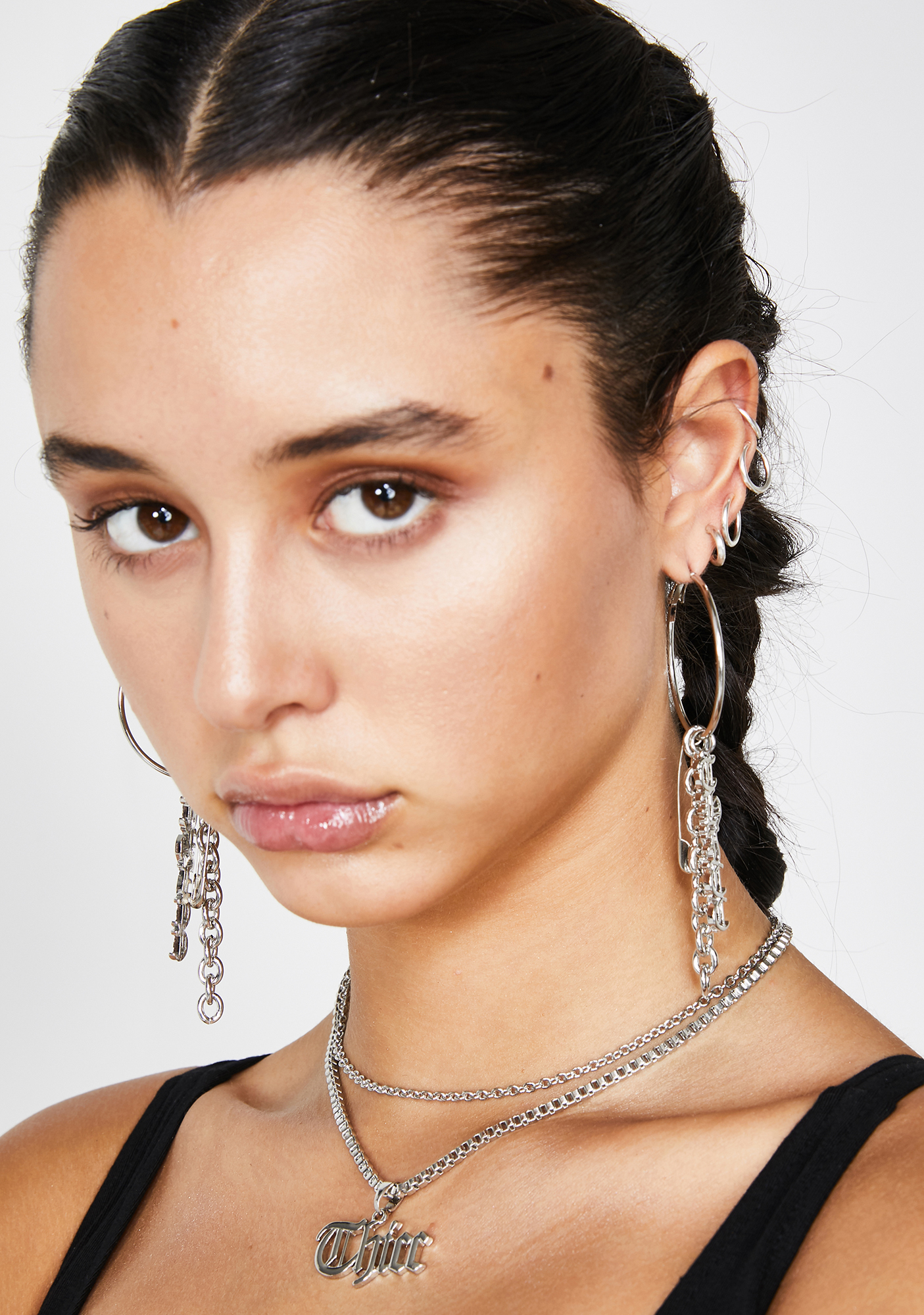 Poster Grl Hoop Earrings Safety Pin Chain Dolls Kill