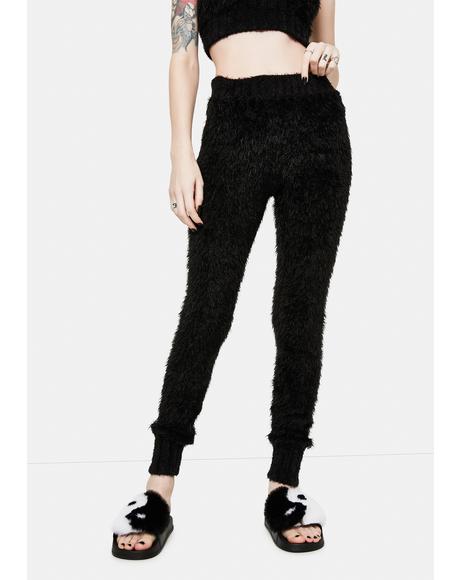 fluffy sweatpants on the inside