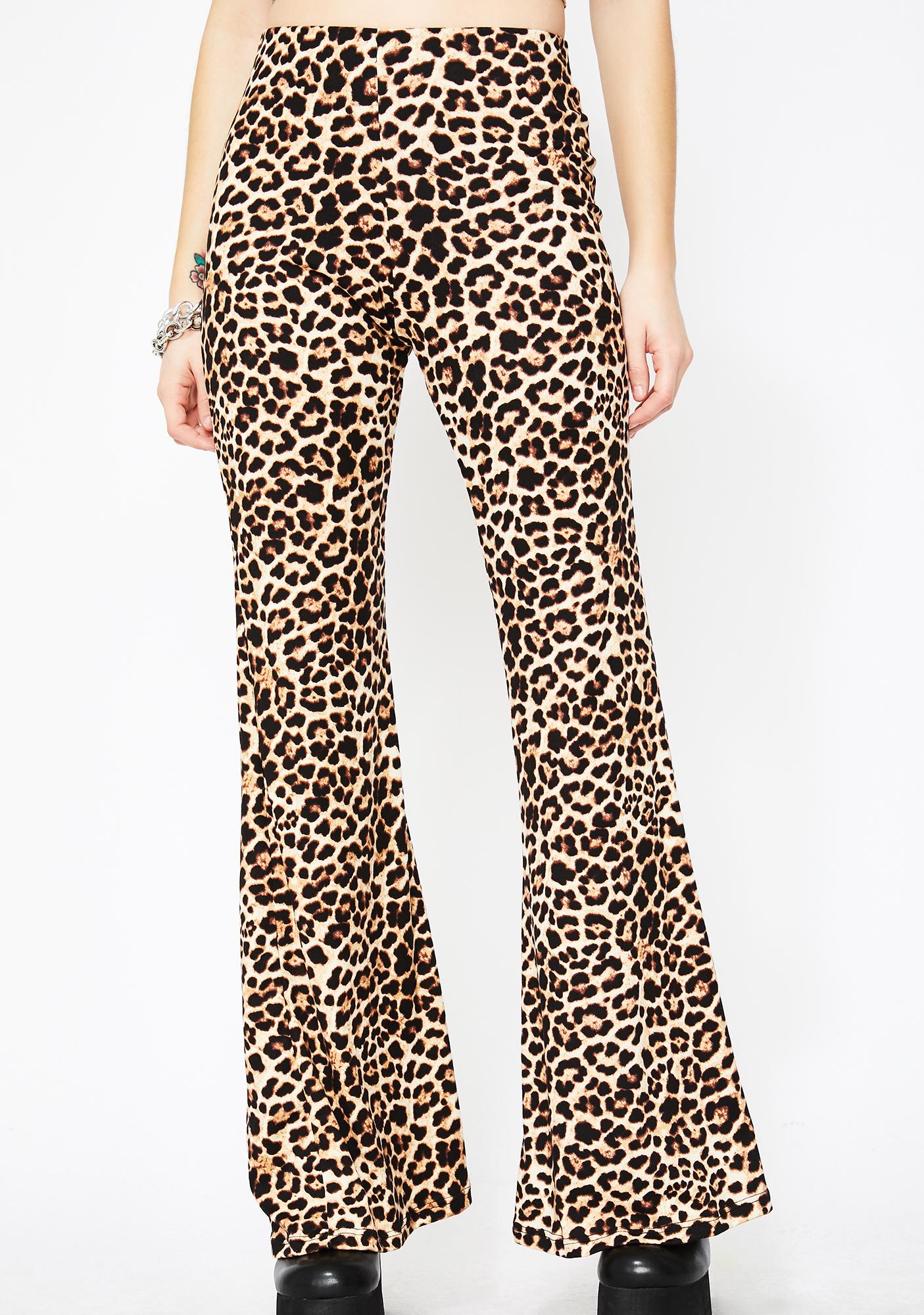flared pants leopard